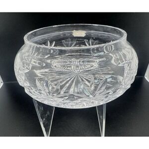 Vtg Tudor England Starburst Cut Crystal Trinket Candy Jewelry Box Dish Vase 5"